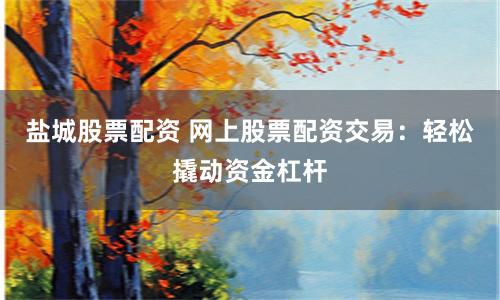 盐城股票配资 网上股票配资交易：轻松撬动资金杠杆